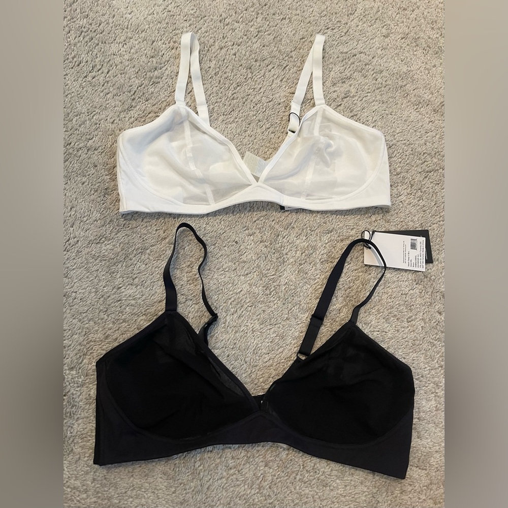NWT Knix Mesh Deep V Bra - Size XXL White & Black bundle